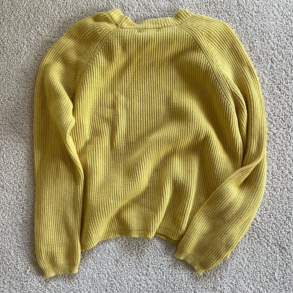 Tahari Yellow preppy retro  Ribbed Crew Neck Sweater M - Picture 6 of 7
